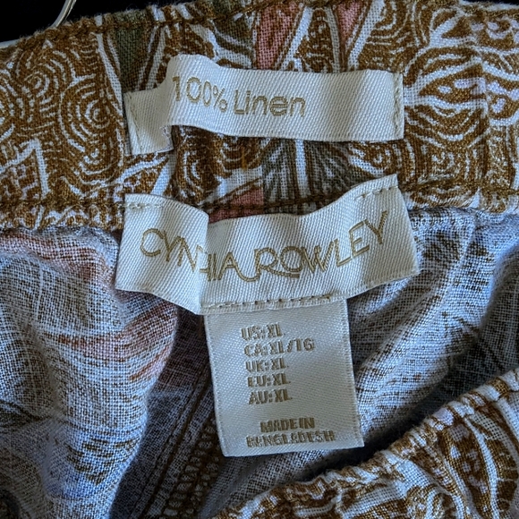 Cynthia Rowley Linen Shorts Women's US XL 💎 Beige & Iolite Blue - Picture 5 of 8